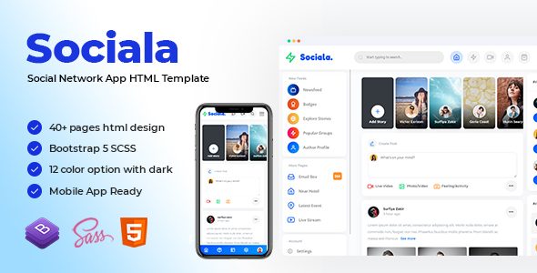Nulled Sociala – Social Network App HTML Template free download