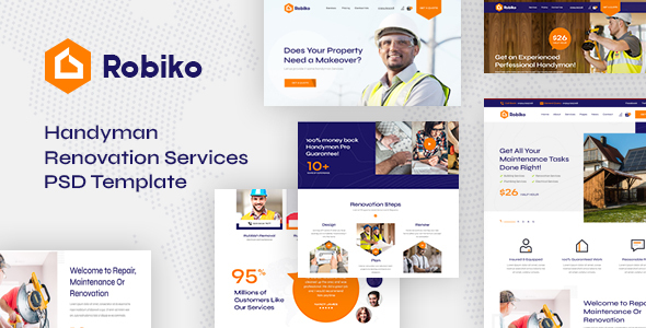 Download Robiko – Handyman Renovation Services PSD Template Nulled 