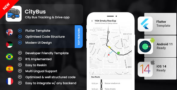 [Download] City Bus Tracking Android App Template & iOS App Template | Driver + Passenger | Flutter 2 
