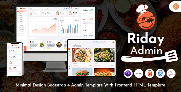 Download Riday – Restaurant Bootstrap Admin Template Webapp Nulled 