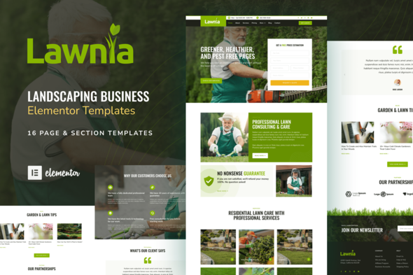 Download Lawnia – Gardener & Landscaping Business Elementor Template Kit Nulled 