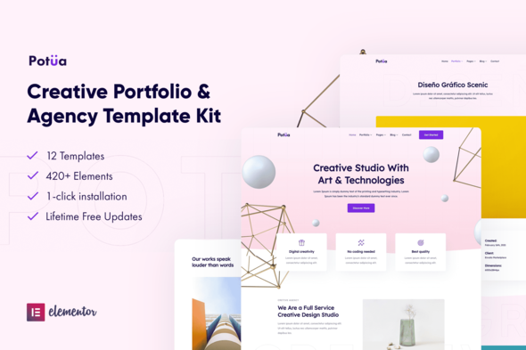 [Download] Potua – Creative Portfolio & Agency Elementor Template Kit 