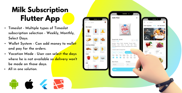 Download Milk Subscription Flutter App UI Kit- Grocery, Water, Vegetables Nulled 