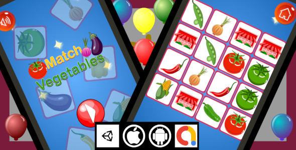 [Download] Edukida – Match Vegetables Unity Kids Game With Admob For Android and iOS 