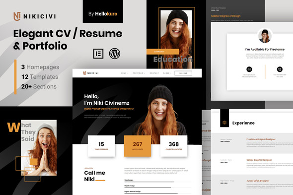 [Download] Nikicivi – Elegant CV/Resume & Portfolio Elementor Template Kit 