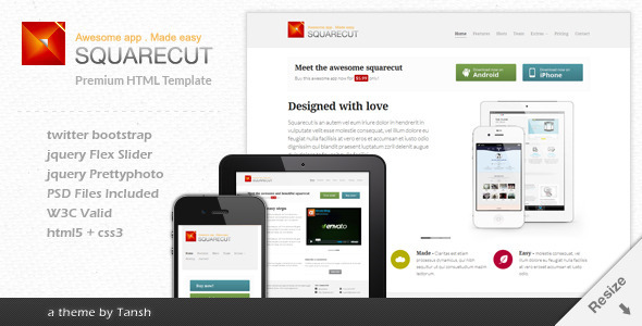 Download Squarecut Responsive Landing Page template Nulled 