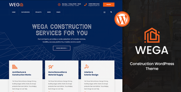 Download Wega – Construction WordPress Theme Nulled 