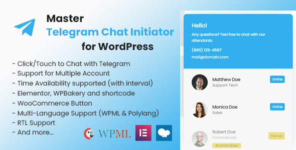 Download Master Telegram Chat Initiator for WordPress Nulled 