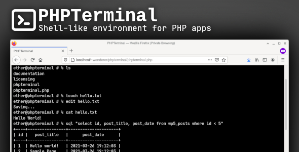 Nulled PHPTerminal – Shell-like environment for PHP apps free download