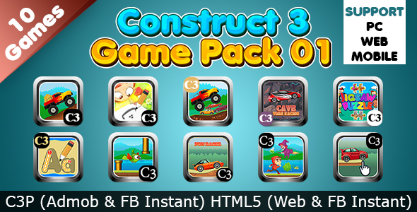[Download] Game Collection 01 (Construct 3 | C3P | HTML5) 10 Games Admob and FB Instant Ready 