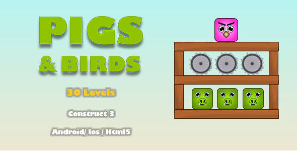 [Download] Pigs And Birds – HTML5 Game (Construct 3) 