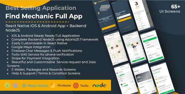Download Find Mechanic – Premium React Native Full Application with Backend NodeJS for iOS & Android Nulled 