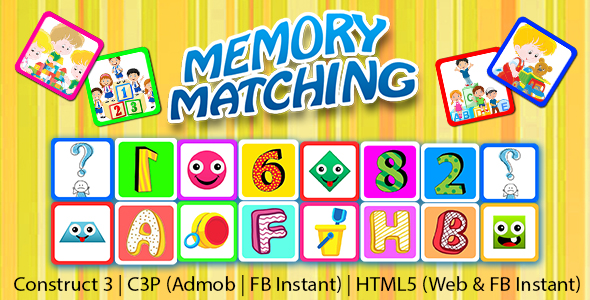 [Download] Memory Matching Game for Kids (Construct 3 | C3P | HTML5) Admob and FB Instant Ready 