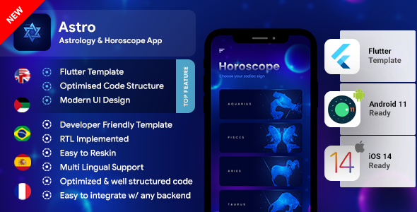 Download Astrology & Horoscope Android App Template+ iOS App Template | Flutter 2 | Astro Nulled 