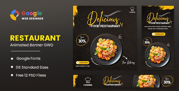Download Food Restaurant Animated Banner GWD Nulled 