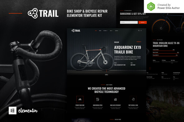 [Download] Trail – Bike Shop & Bicycle Repair Elementor Template Kit 
