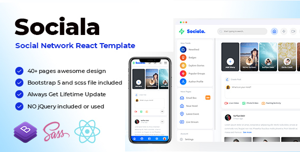 Download Sociala – Social Network App React Template Nulled 