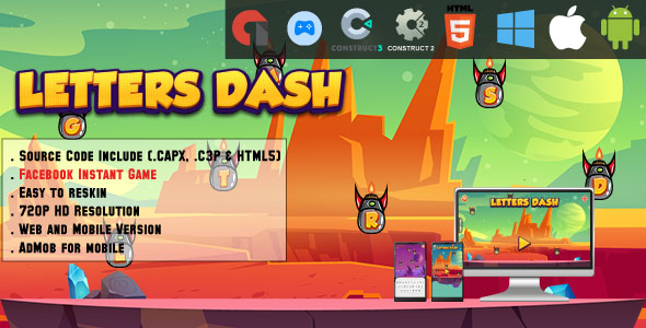 [Download] Letters Dash – HTML5 Game – Web, Mobile and FB Instant games(CAPX, C3p and HTML5) 