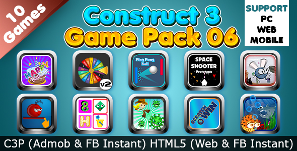 [Download] Game Collection 06 (Construct 3 | C3P | HTML5) 10 Games Admob and FB Instant Ready 