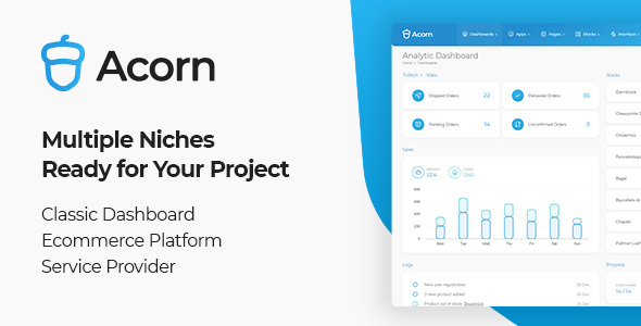 Nulled Acorn – Bootstrap Html Laravel .Net Admin Template free download