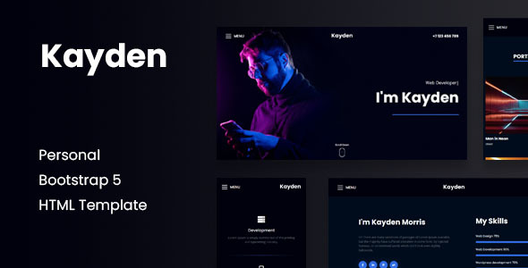 Nulled Kayden – Personal Bootstrap 5 HTML Portfolio Template free download