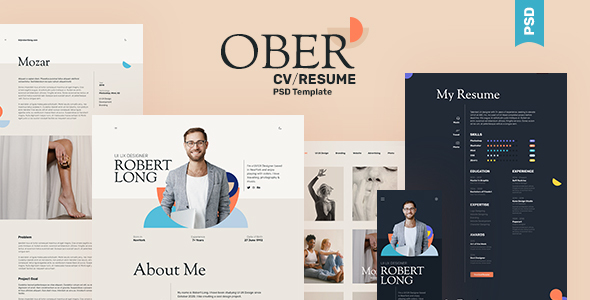 [Download] OBER – Resume CV Landing Page PSD Template 