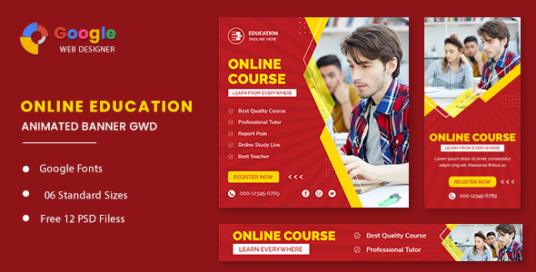 Download Online Course Animated Banner GWD Nulled 