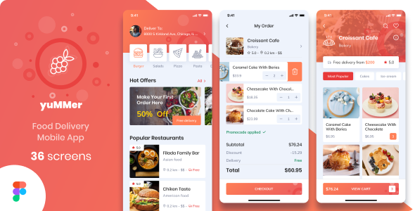 [Download] Yummer – Food Delivery Mobile App Figma UI Template 