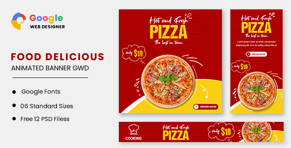 Download Food Pizza Animated Banner GWD Nulled 