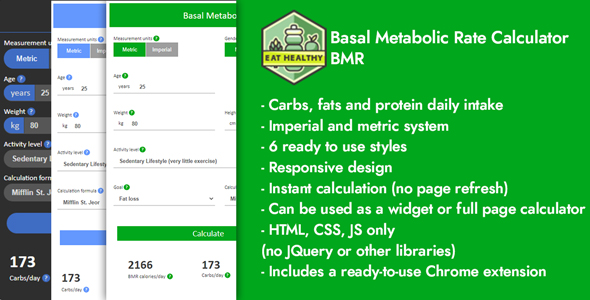 Nulled Fitness Macronutrients Calculator (BMR) Site Widget And Browser Extension free download