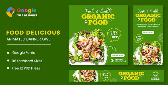 Download Organic Food Animated Banner GWD Nulled 