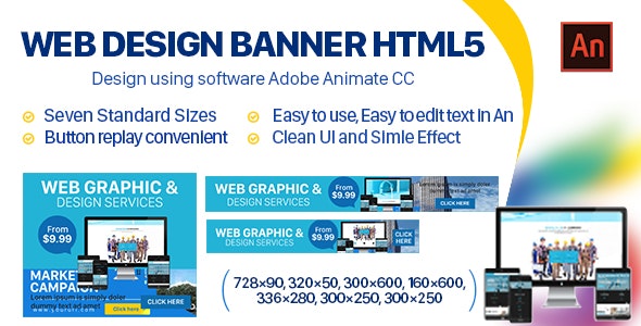 [Download] Web Design Banner HTML5 – 7 Sizes (Animate CC) 
