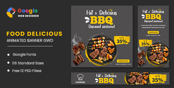 Download Food BBQ Animated Banner GWD Nulled 