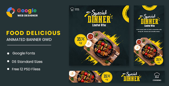 Download Food Dinner Animated Banner GWD Nulled 