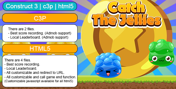 [Download] Catch The Jellies Game (Construct 3 | C3P | HTML5) Customizable and All Platforms Supported 