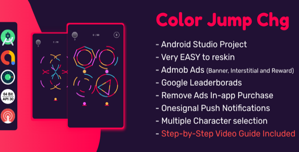 Download Color Jump : (Android Studio+Admob+Reward Ads+Multiple Characters+Remove Ads+Leaderboards+Onesignal) Nulled 