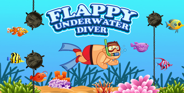 [Download] Flappy Underwater Diver Game (Construct 3 | C3P | HTML5) Endless Diving Game 