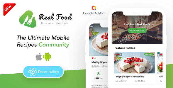 Download RealFood Mobile | React Native Recipes & Community Food Nulled 