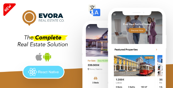 [Download] Evora – Real Estate Complete Solution React Native App 