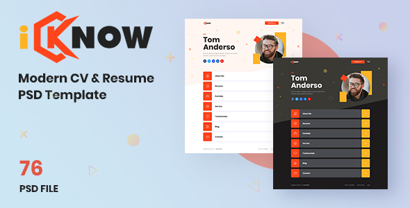 [Download] iKnow – Modern CV and Resume Psd Template 