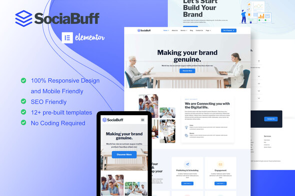 [Download] SociaBuff – Social Media & Digital Agency Elementor Template Kit 