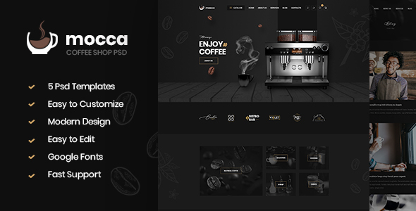 [Download] Mocca – Coffee Shop PSD Template 