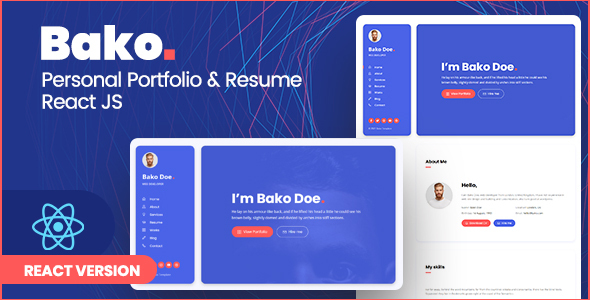 [Download] Bako – Personal Portfolio & Resume React Template 