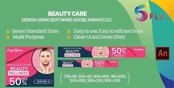 [Download] Beauty Care HTML5 Ad Banners – Animate CC 