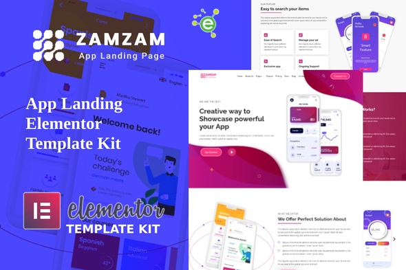 [Download] Zamzam – App Landing Elementor Template Kit 
