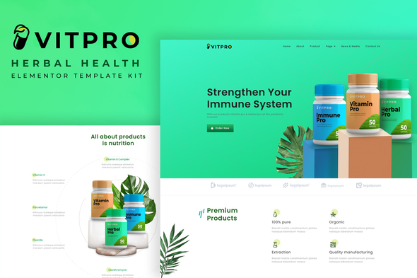 [Download] Vitpro – Herbal Health Elementor Template kit 