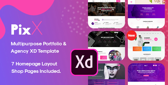 [Download] PixX — Multipurpose Portfolio & Agency Adobe XD Template 