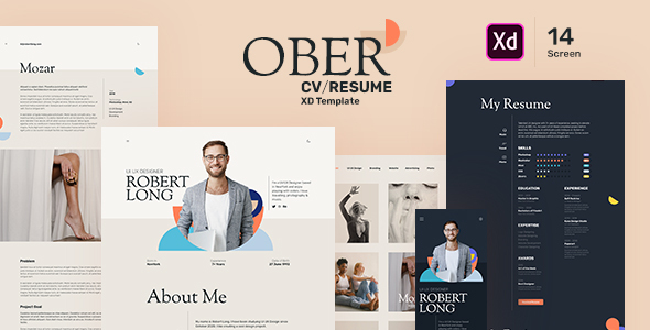 [Download] OBER – Resume CV Landing Page XD Template 
