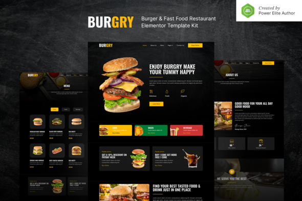 [Download] Burgry – Burger & Fast Food Restaurant Elementor Template Kit 