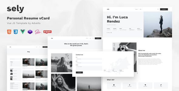 [Download] Sely – Personal Resume vCard Vue JS Template 